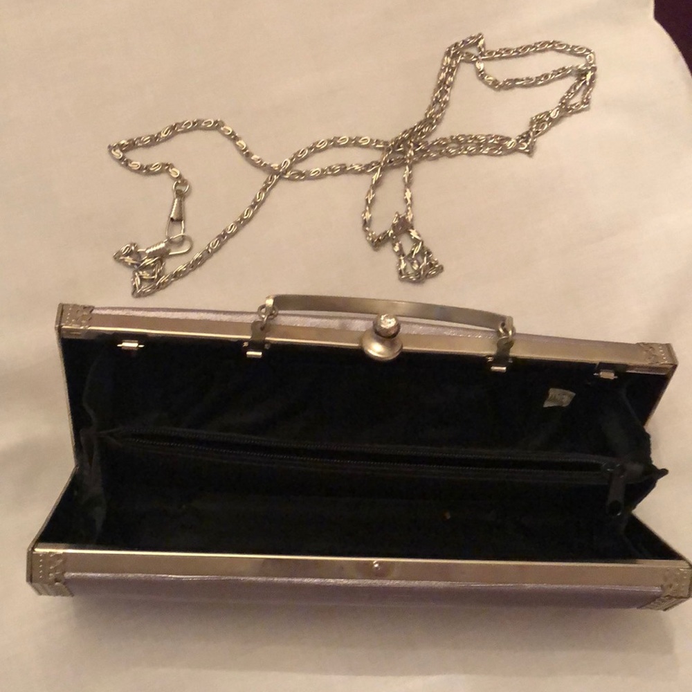 Silver Rectangular Metallic Purse - Picture 5 of 6